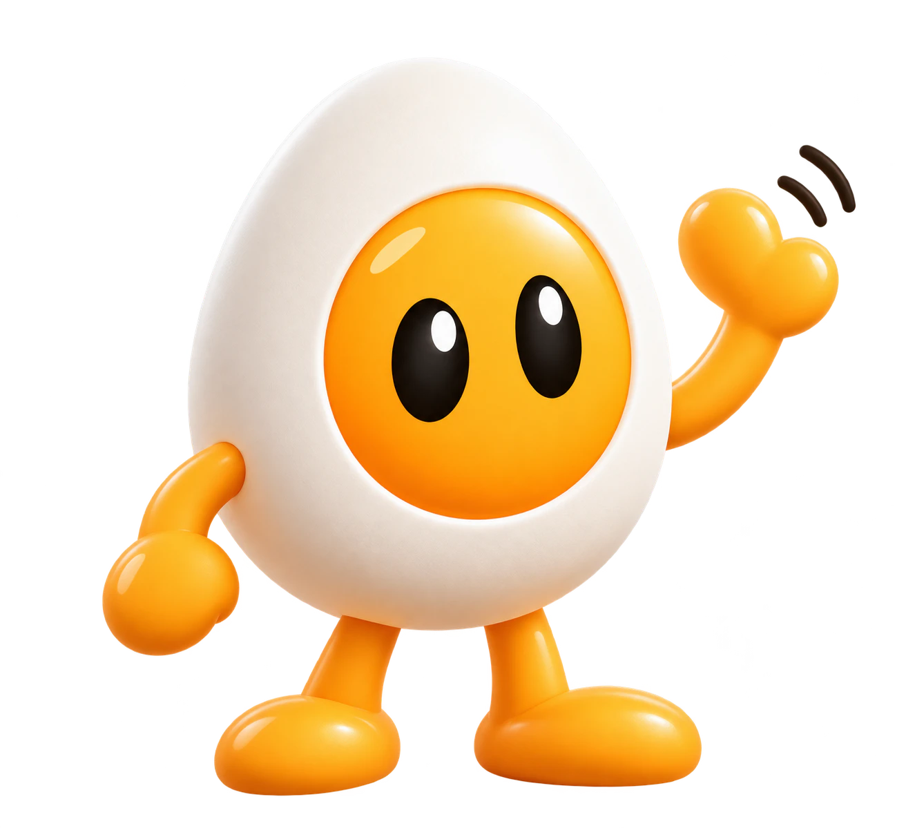 Yoke mascot standing on top of the panel, waving